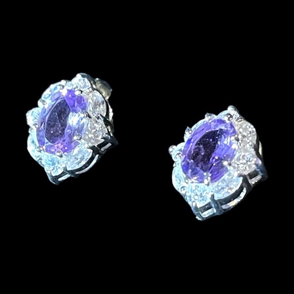 Vintage Joseph Cleary Silver Gemstone Earrings Signed JC 925 - Picture 4 of 9